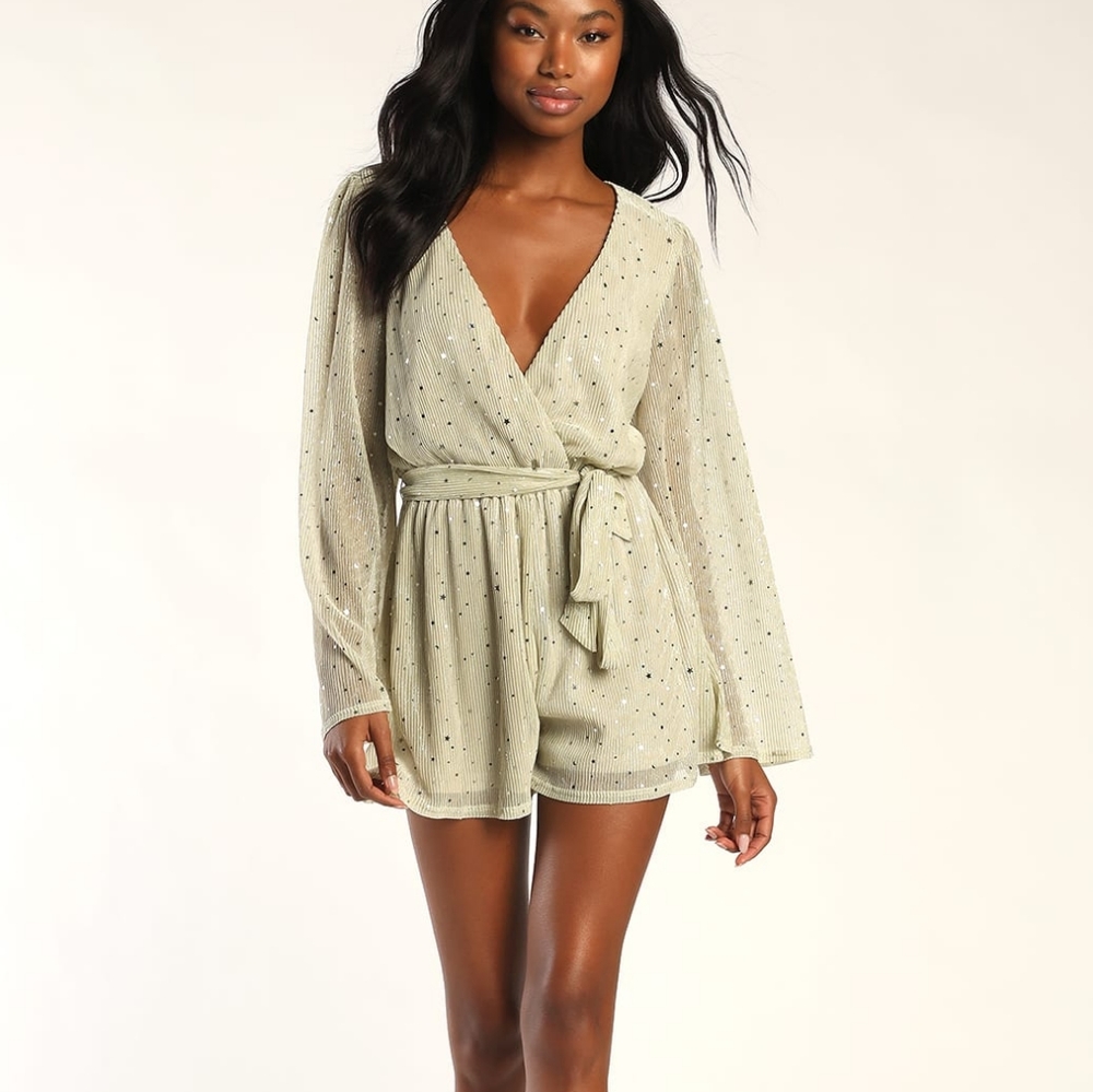 Lulu's Starry Metallic Sparkly Romper